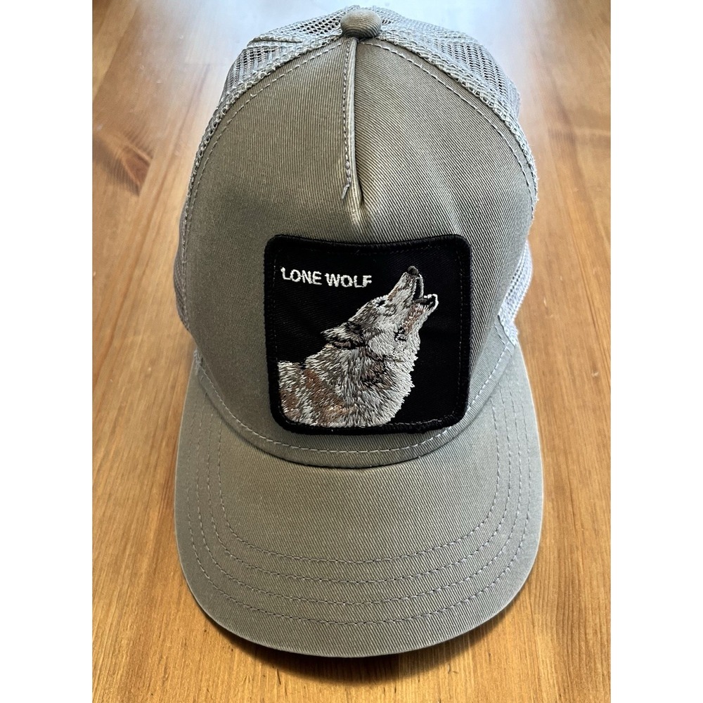 Goorin Bros. Lone Wolf Trucker Hat Gray One Size Adjustable Mesh Back The Farm